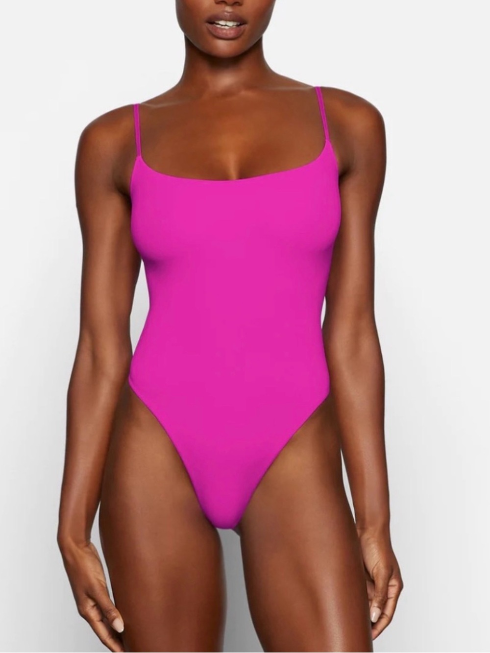 Skims Fuchsia Pink Bodysuit Women's Fits Everybody Square Neck Cami Medium